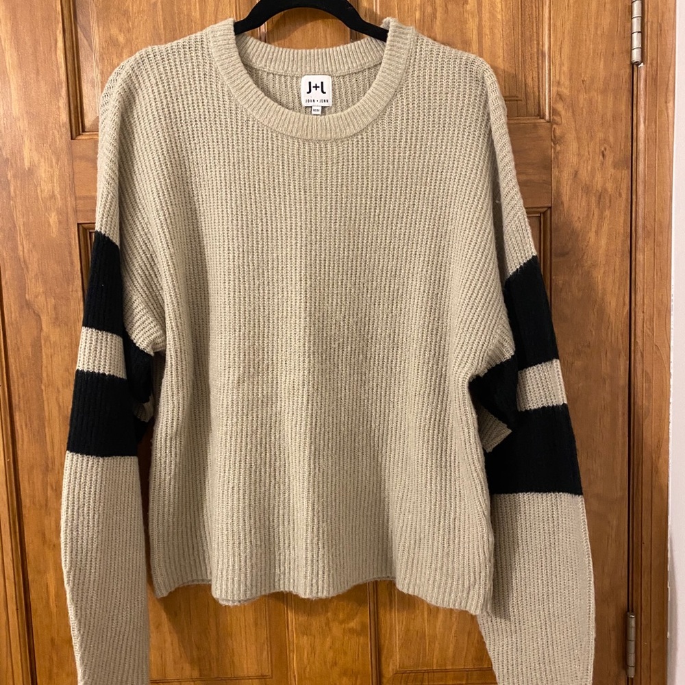 John & Jenn sweater with stripes